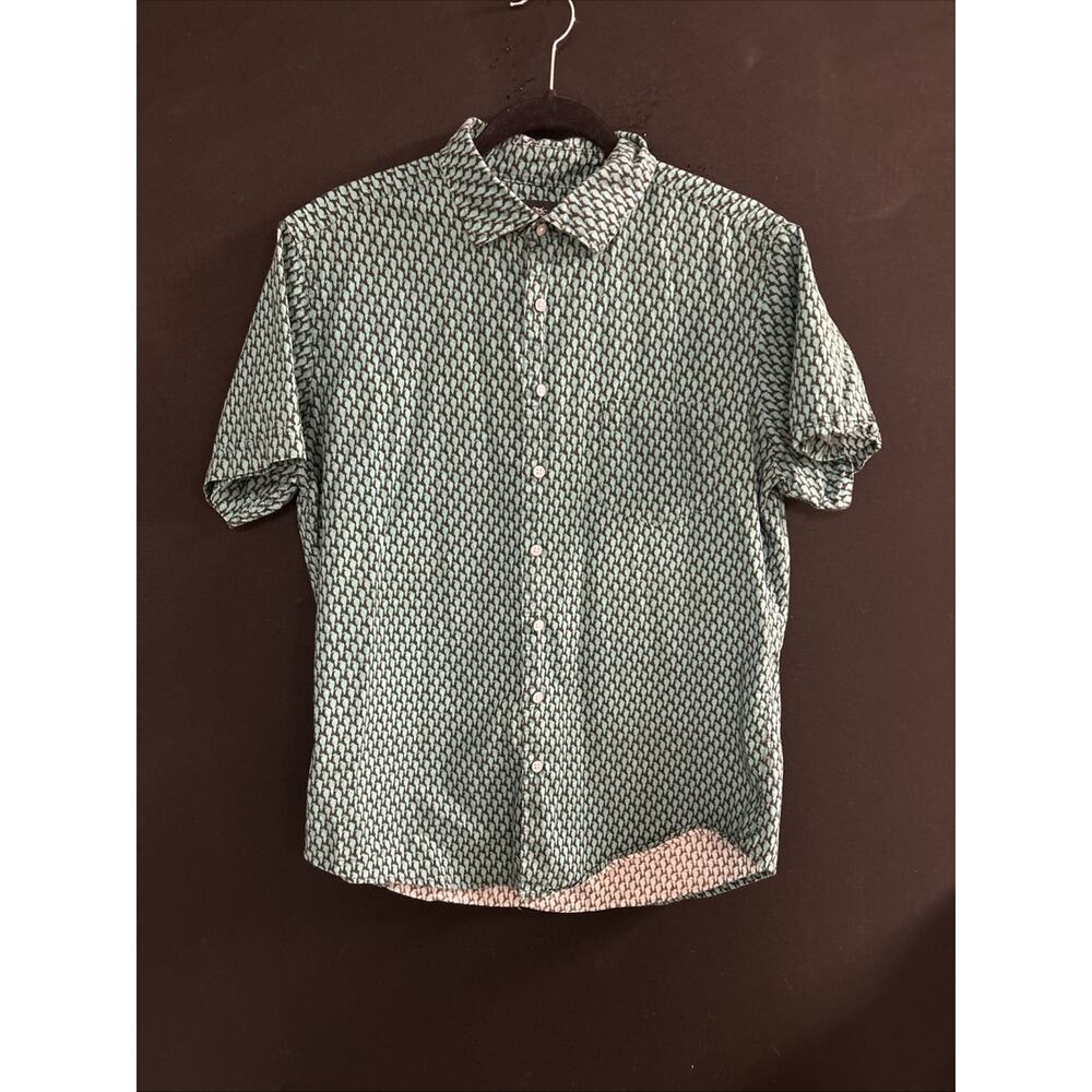 Rodd & Gunn Men's Short Sleeve Button Up 100% Cotton Casual Shirt Size L Blue